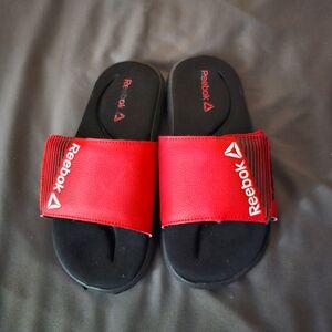 Reebok Red and Black Slides